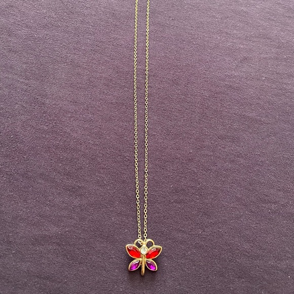 Gold 2000s Multicoloured Butterfly Necklace - Picture 3 of 7